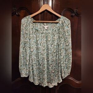 LAUREN CONRAD -  Pale Blue Floral Blouse